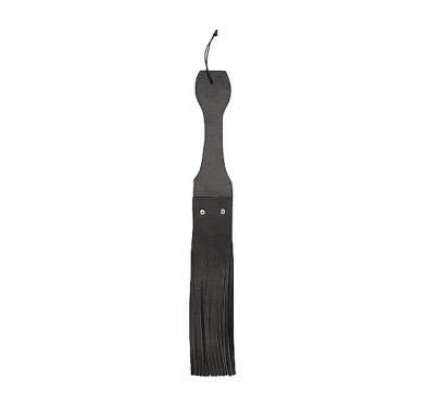 Wooden Handle Belt Whip Flogger Leather - Black